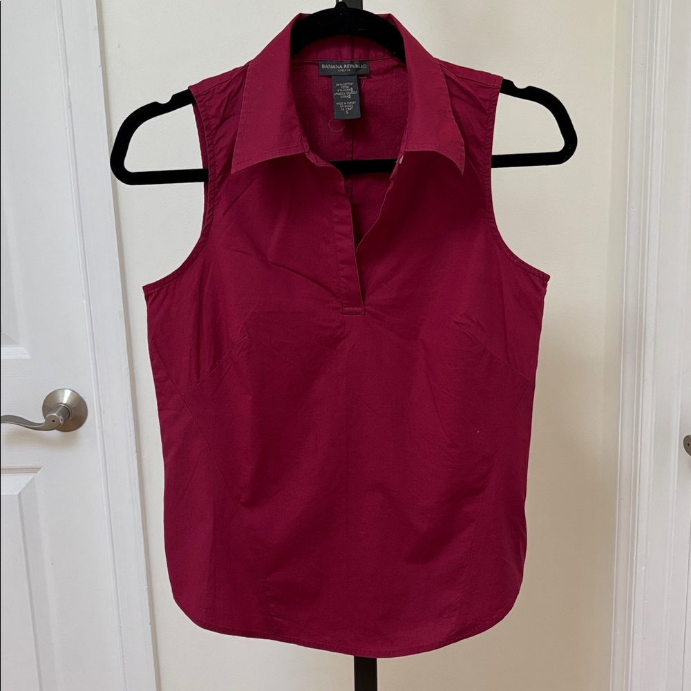 Banana Republic Sleeveless Magenta Blouse - cotton